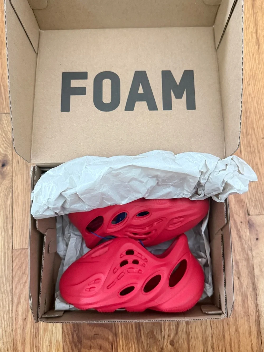 Kids' Red Slip-On Foam Water Shoes with Vent Cutouts
